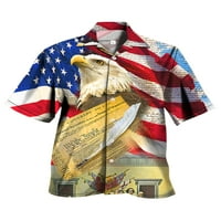 Muški rever vrat na vrhu havajske dugmad za bluza Patriotske ljetne košulje kratkih rukava majica