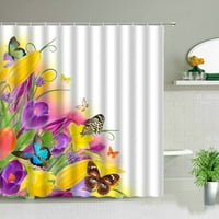 Suncokret leptir 3D tuš za zavjese u kupaonici Decor Cvijet Zelene listove Ljeto postrojenje Početna
