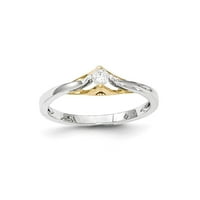 14kt bijeli i žuti zlatni polirani real dijamantski prsten
