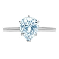 2.0ct kruška rez plavi simulirani dijamant 14k Bijelo zlato ugraviranje izjava bridalna godišnjica Angažovanje