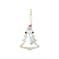 Njspdjh Tri drvene božićne ukrase postavljene otvorene rezbarene viseće privjeske ukrase stablo snjegović