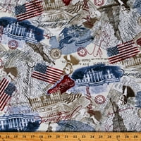 Kongresni predsjednici Contress GRAĐEVINE Patriotske zastave Izjava o kremu neovisnosti pamučna tkanina
