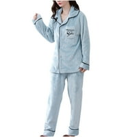 Dadaria Womens pidžama Dame Fashion Flannel Solid Džep za tisak Dugi rukav + Duge hlače Pajama Odijelo
