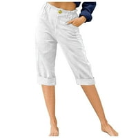 Labave obrezirane hlače za žensku ljetnu plažu casual kratke hlače široke noge kapri hlače sa džepovima