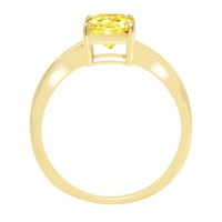 1. CT sjajan zračenje simulirani žuti dijamant 14k žuti zlatni solitaire prsten sz 6.25