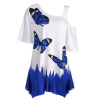Ženska plus veličina $ $ ženska hladna ramena leptir s kratkim rukavima plus majica plus majica