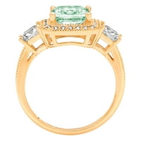 3. CT Sjajno princeze simulirani zeleni dijamant 14k žuti zlatni pasijans sa akcentima tromjenski prsten