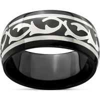 Crni Ti & i Sterling srebrni polirani trn prsten
