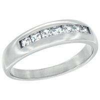 Sterling srebrni kubični cirkonijski muškarac vjenčani prsten Klasični kanal dizajn, širok, veličina