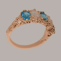 Britanci napravio 18k ružičasto zlato prirodno plavo topaz i opal ženski vječni prsten - Opcije veličine - veličine 11,75