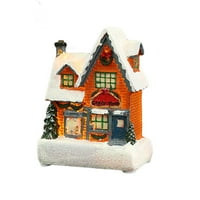Sprifallbaby Božićna sela Kuće LED svijetlo Ukupno snijega Scena Figurica ukrašavanja tablice za dom