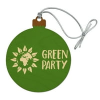 Green Party Cvijet Globe Wood Christmas Tree Holiday Ornament