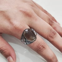 Smoky kvarcni prsten, prirodni mračni kvarcni prsten, orlov, srebrni nakit, srebrni prsten, rođendanski