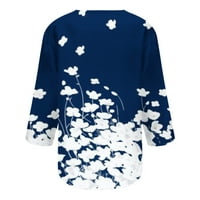 Hvyesh Dužina rukava Žene Vrhovi slatki cvjetni print Slim Fit košulje Casual Sakrij bluzu majica trbuha