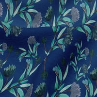 Onuone viskoznog dresa Royal Blue tkanina cvijet i ostavlja akvarel šivaći materijal za šivanje tiskane