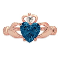 1. CT Sjajno srce Clear Simulirani dijamant 18k 18K Rose Gold Solitaire Claddagh Prsten SZ 3.75