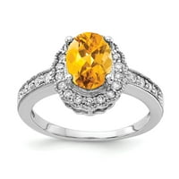 14k bijelo zlato 8x ovalna citrina vs pravi dijamantni prsten