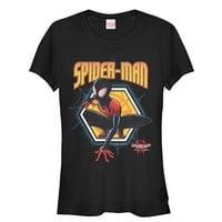 Junior's Marvel Spider-Man: u šesterokutni grafički grafički tee crni mali
