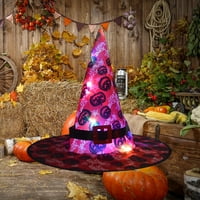 Lampica Halloween Witch Hat, LED odmor užaren širokoj vrtići kapu za odrasle Wizard Fedora Hat Halloween