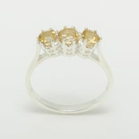 9k bijeli zlatni prsten s prirodnim citrinskim ženskim godišnjim prstenom - veličina 11.25