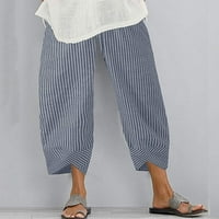 Dabuliu ženske proljeće i ljetne pamučne i posteljine pantalone sa širokim hlačama za noge Capri pantalone