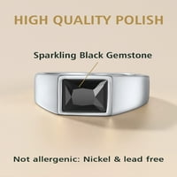 FINDCHIC MENS PINKY prsten od nehrđajućeg čelika Black Stone Agate prsten veličine Onxy Band koktel