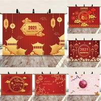 Kineski stil Sretna Novogodišnja ispis pozadine krpa za kratke dekoracija zlatna krpa