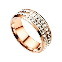 Modni titanijum čelik Dvostruki dijamantni prsten Korejski stil modni dijamantni par od nehrđajućeg