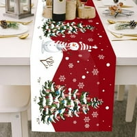 Božićni stol dugačak, veseli božićno stablo gnomi Burlap trkači za stol, snjegović bivola plastirani
