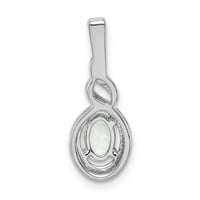 Bijeli privjesak srebrni šarm od srebra u oktobru Opal, laboratorija je stvorila ovalne pojave dijamantskih