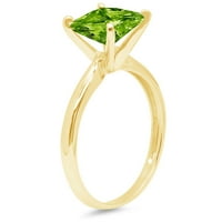 1.5ct princeza rez zeleni prirodni peridot 14k žuti zlatni godišnjički angažman prsten veličine 7.75