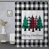 Sretan božićni tuš sa zavjesom Buffalo Provjerite plaid drveće zastori za tuširanje Farmhouse kupatilo