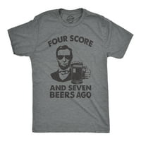 Muška četvero rezultata i sedam piva prije majica Funny Abe Lincoln Gettysburg Adresa TEE - XXL grafički