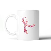 Pink cvjetna vrpca poklon za kafu za poklon za podizanje raka dojke