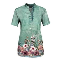 Umitay Bluze za žene Dressy Ležerne prilike za kratki rukav na kratkim rukavima do vrha ljetne cvjetne