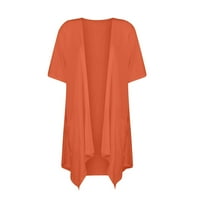 SKSLOEEG tanki kardigani za žene lagana narančasta otvorena drapera prednji kardigani kratki rukav plus