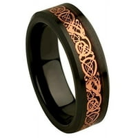 Vjenčani prsten za muškarce ili žene crne volfram trake ruže zlatni keltski čvor