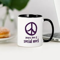 Cafepress - mir, ljubav, & amp; Šalica za socijalnu radnu radu - OZ keramička krigla - Novelty caffe
