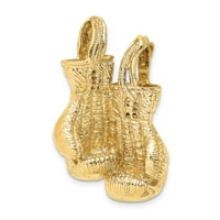 Jewels 14k žute zlatne 3D dvostruke bokserske rukavice visoki poljski i tekstualni privjesak