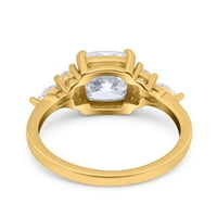 14K Zlatni jastuk Cut Art Deco Bridal Vjenčanje zaručni prsten Simulirano CZ Veličina-7