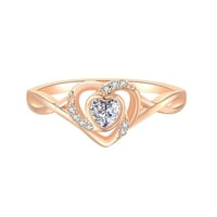 Heiheiup Heart Ring Love Rhinestone Prsten za žene Love Hollow Rhinestone prstenaste prstenje veličine