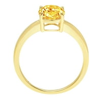 2. CT sjajan ovalni rez prirodni citrinski 14K žuti zlatni pasijans prsten sz 10.75