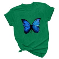 Ljetne t majice za žene Grafički leptir Print kratkih rukava casual bluza Okrugli izrez Tee Slatke Top