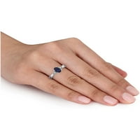 Carat ovalni rezan plavi safir i dijamantni prsten u 14k bijelo zlato