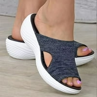 Ženski pleteni materijal Sandale sa čvrstim bojama, otvorene cipele za prste i debele dno, ženska obuća