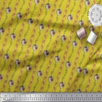Soimoi Yellow Japan Crepe Saten tkanina od lišća i cvjetnog cvjetnog tiska Šiveno šivanje tkanine široko