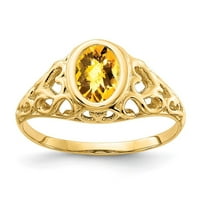 14k žuto zlato 7x ovalni citrinski prsten
