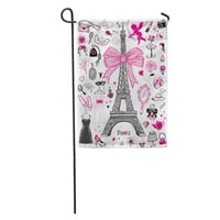 Pink Eiffel Doodle kolekcija Pariškog simbola luk kula slatka vrtna zastava ukrasna zastava kuće baner