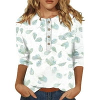 Bluze za žensku čistoću rukavska grafička V izrez seksi plus veličine vrhova gumba Up Tuntic Majice