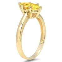 1. CT Sjajni markizni rez simulirani žuti dijamant 14kyllow Gold Solitaire prsten SZ 7.75